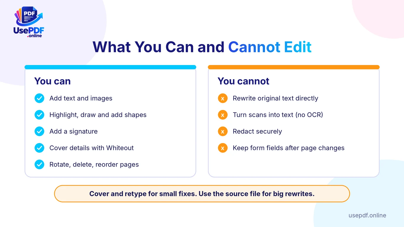 What you can and cannot edit in a PDF with UsePDF